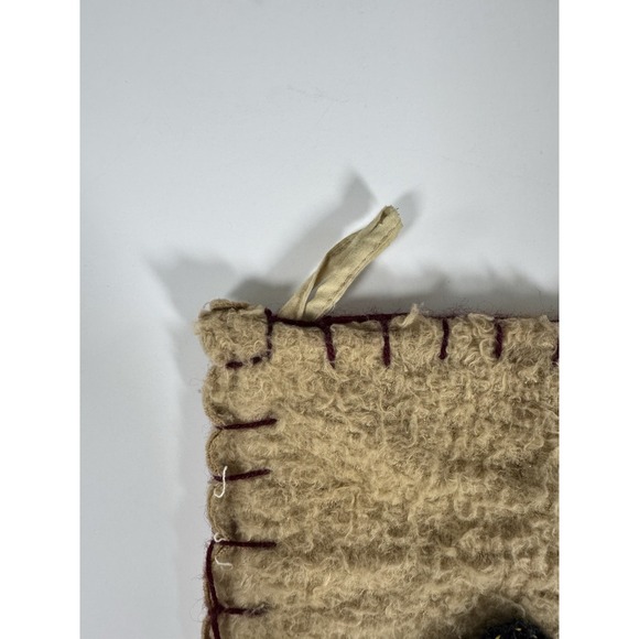 Vintage Tan Primitive Penny Felt Applique‎ Christmas Stocking Santa Clause - Picture 6 of 11